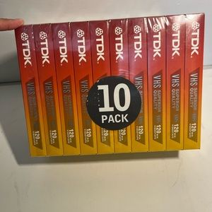 New Sealed 10 Pack TDK T-120 Superior Quality Blank VHS Video Tapes 6 Hour